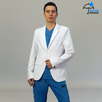 saco medico alviero blanco hombre manga larga Sandel Medica