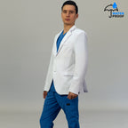 uniforme clinico hombre saco medico alviero blanco Sandel Medica