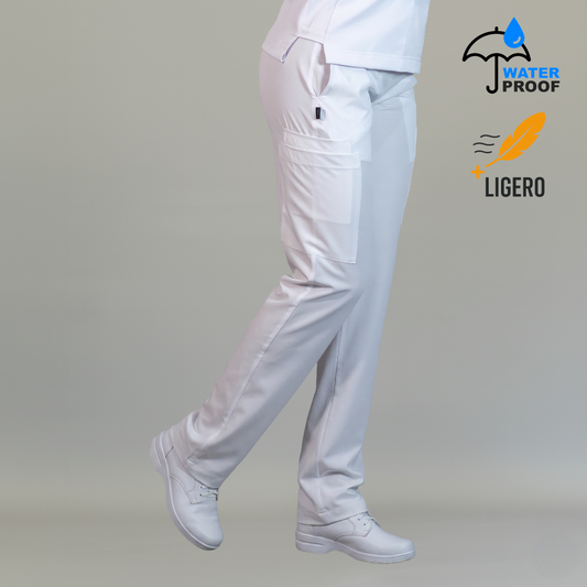 Pantalón quirúrgico blanco mujer 515 relaxed antifluido vista frontal