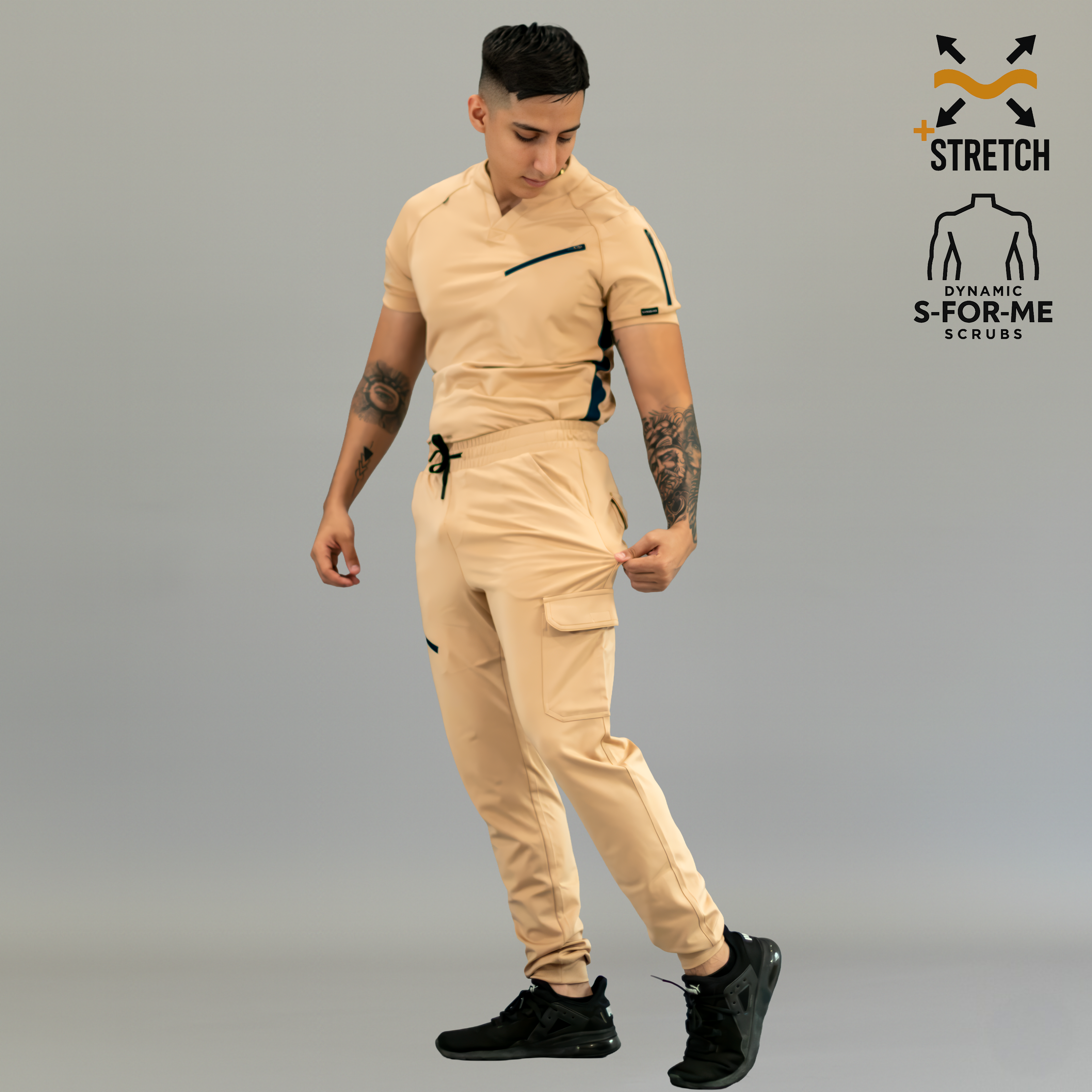 Conjunto Quirúrgico Hombre · Scrubs 905 Super Stretch · Beige