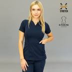Blusa quirúrgica azul marino mujer 902 tela súper stretch sin planchado