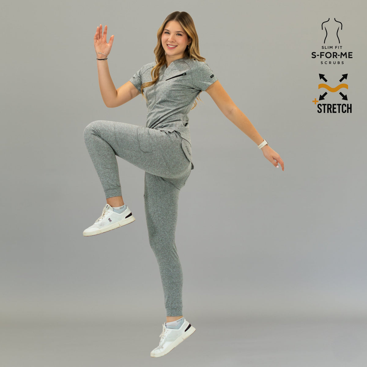 Filipina Quirúrgica Mujer Super Stretch Gris Jaspeado, Scrubs 905