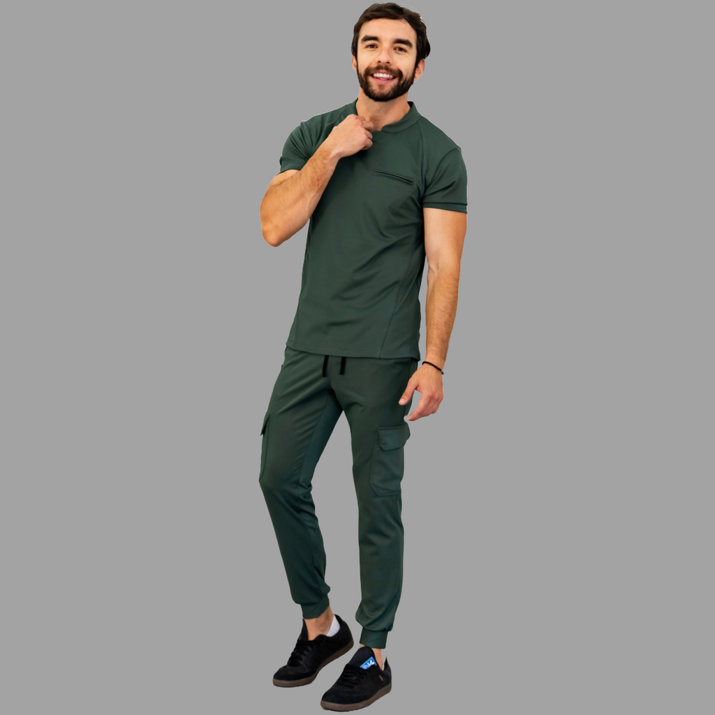 Filipina Quirurgica Hombre Verde Olivo Super Stretch, Scrubs Est. 910