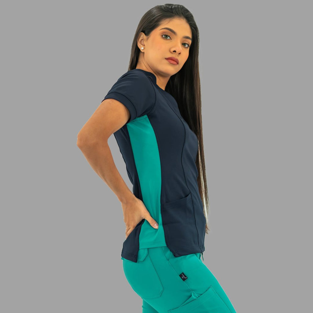 Filipina Médica para Mujer Modelo 930 Azul Marino/Teal Superstretch