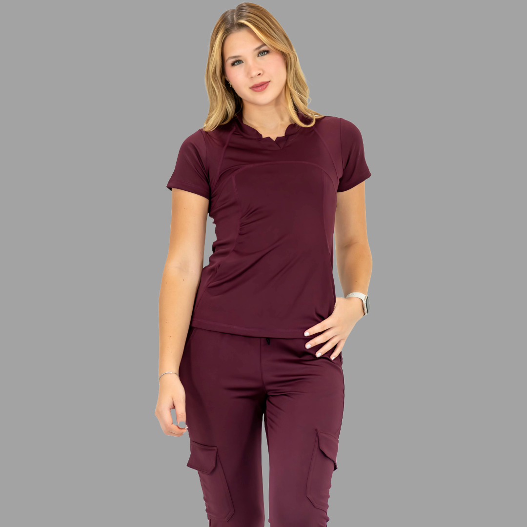Conjunto Quirúrgico Color Vino para Mujer – Estilo 910 | Super Stretch Slim Fit