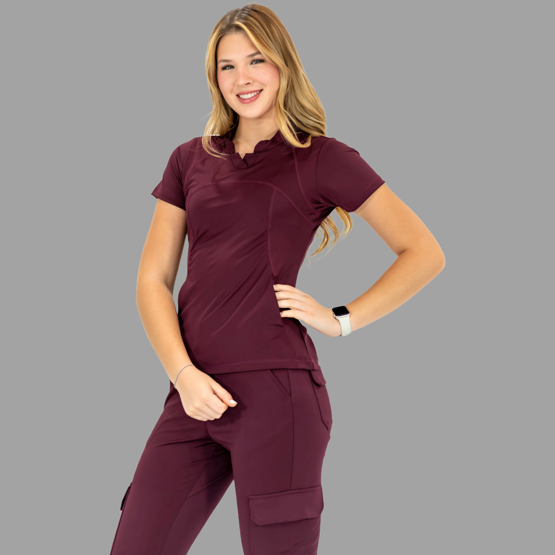 Conjunto Quirúrgico Color Vino para Mujer – Estilo 910 | Super Stretch Slim Fit