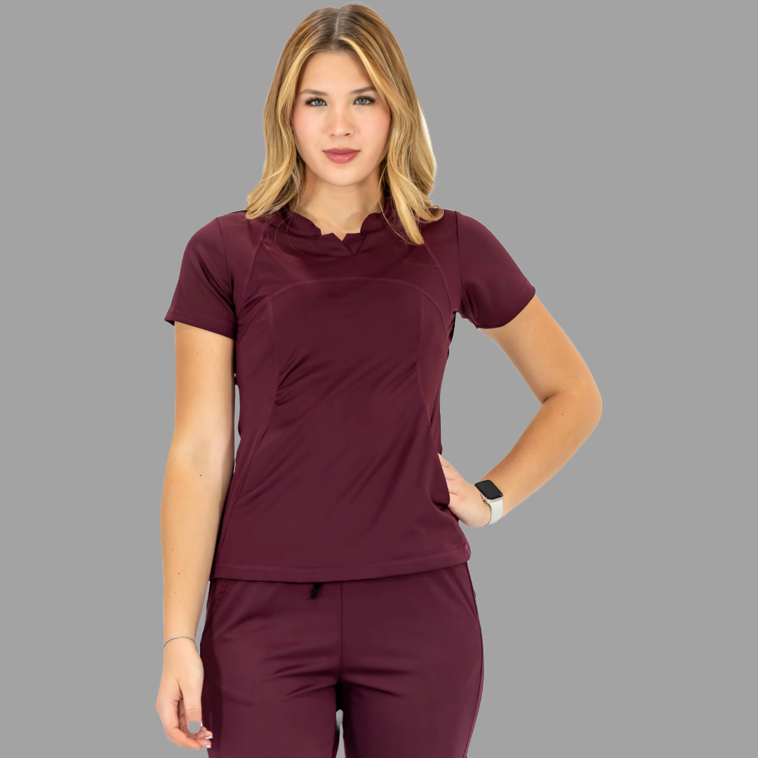 Conjunto Quirúrgico Color Vino para Mujer – Estilo 910 | Super Stretch Slim Fit