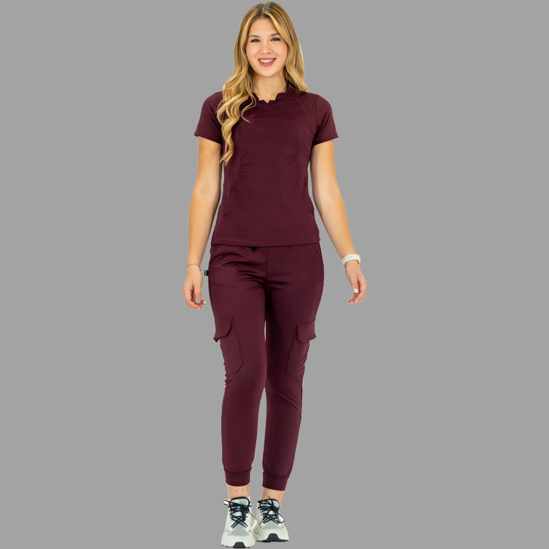 Conjunto Quirúrgico Color Vino para Mujer – Estilo 910 | Super Stretch Slim Fit