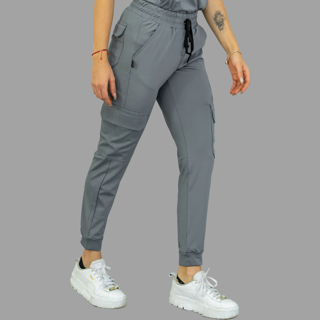 Conjunto Quirúrgico Gris Medio para Mujer – Estilo 910 | Super Stretch Slim Fit
