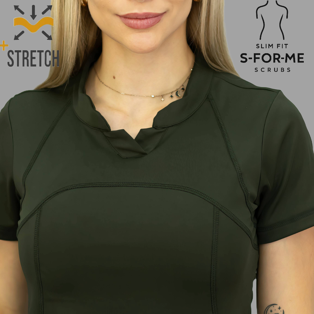 Conjunto Quirúrgico Verde Olivo para Mujer – Estilo 910 | Super Stretch Slim Fit