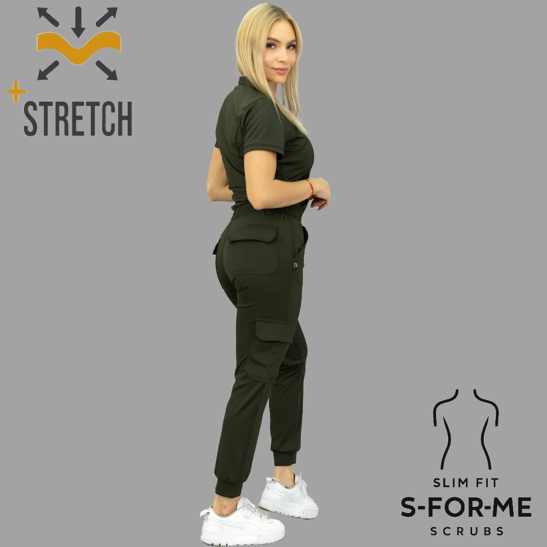 Conjunto Quirúrgico Verde Olivo para Mujer – Estilo 910 | Super Stretch Slim Fit