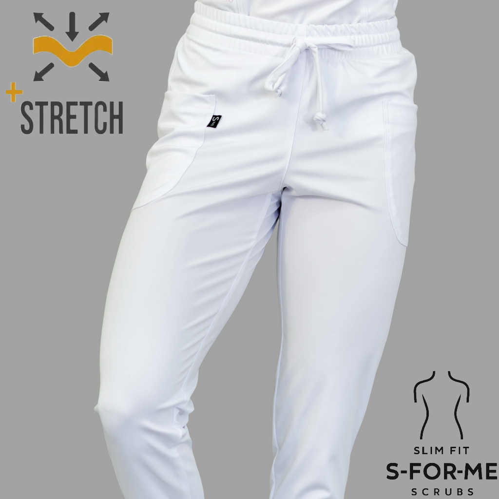 Jogger Quirurgico Mujer Slim Fit Blanco Super Stretch, Scrubs 902
