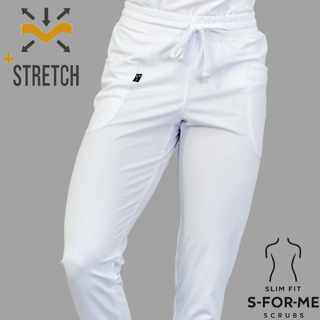 Jogger Quirurgico Mujer Slim Fit Blanco Super Stretch, Scrubs 902