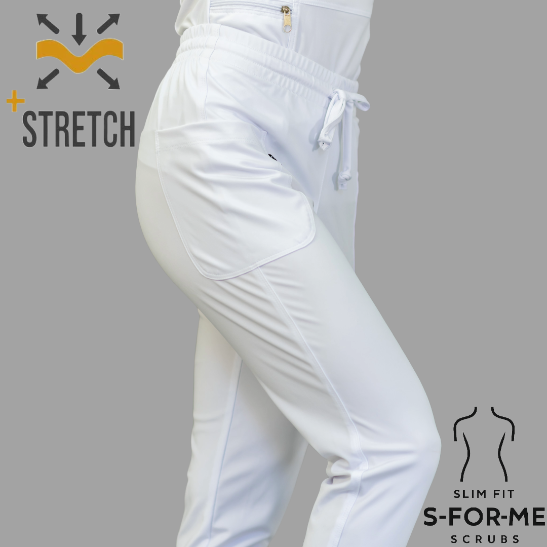 Jogger Quirurgico Mujer Slim Fit Blanco Super Stretch, Scrubs 902
