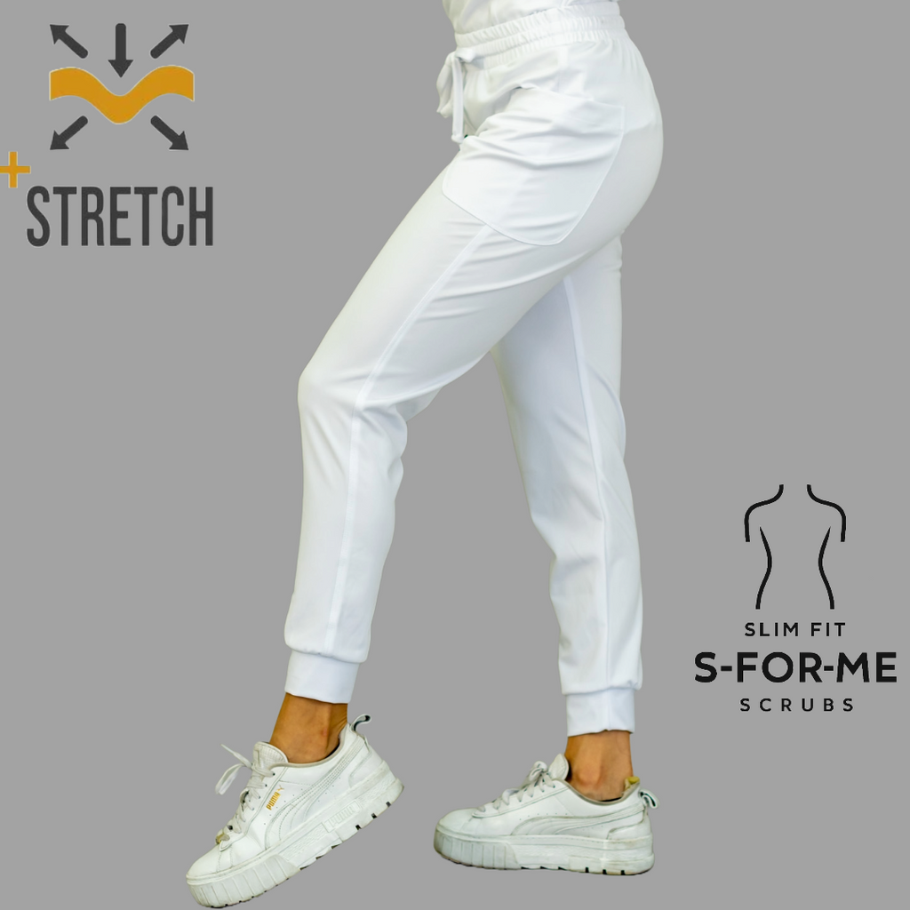 Jogger Quirurgico Mujer Slim Fit Blanco Super Stretch, Scrubs 902