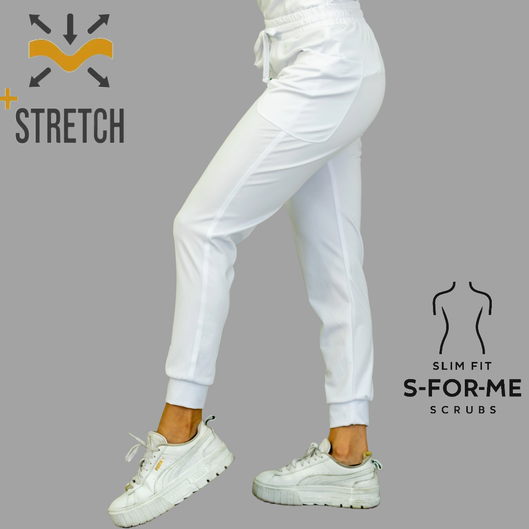 Jogger Quirurgico Mujer Slim Fit Blanco Super Stretch, Scrubs 902