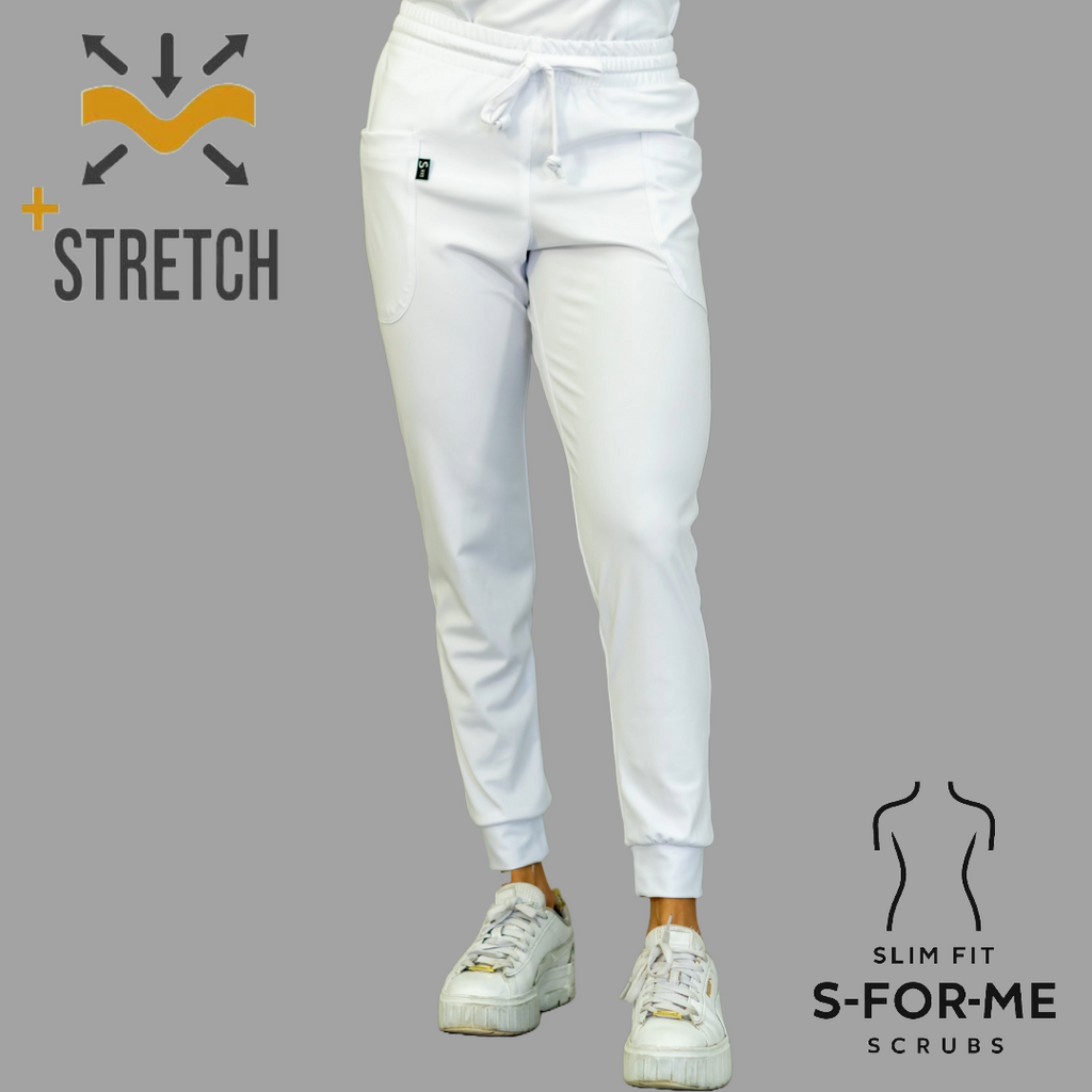 Jogger Quirurgico Mujer Slim Fit Blanco Super Stretch, Scrubs 902