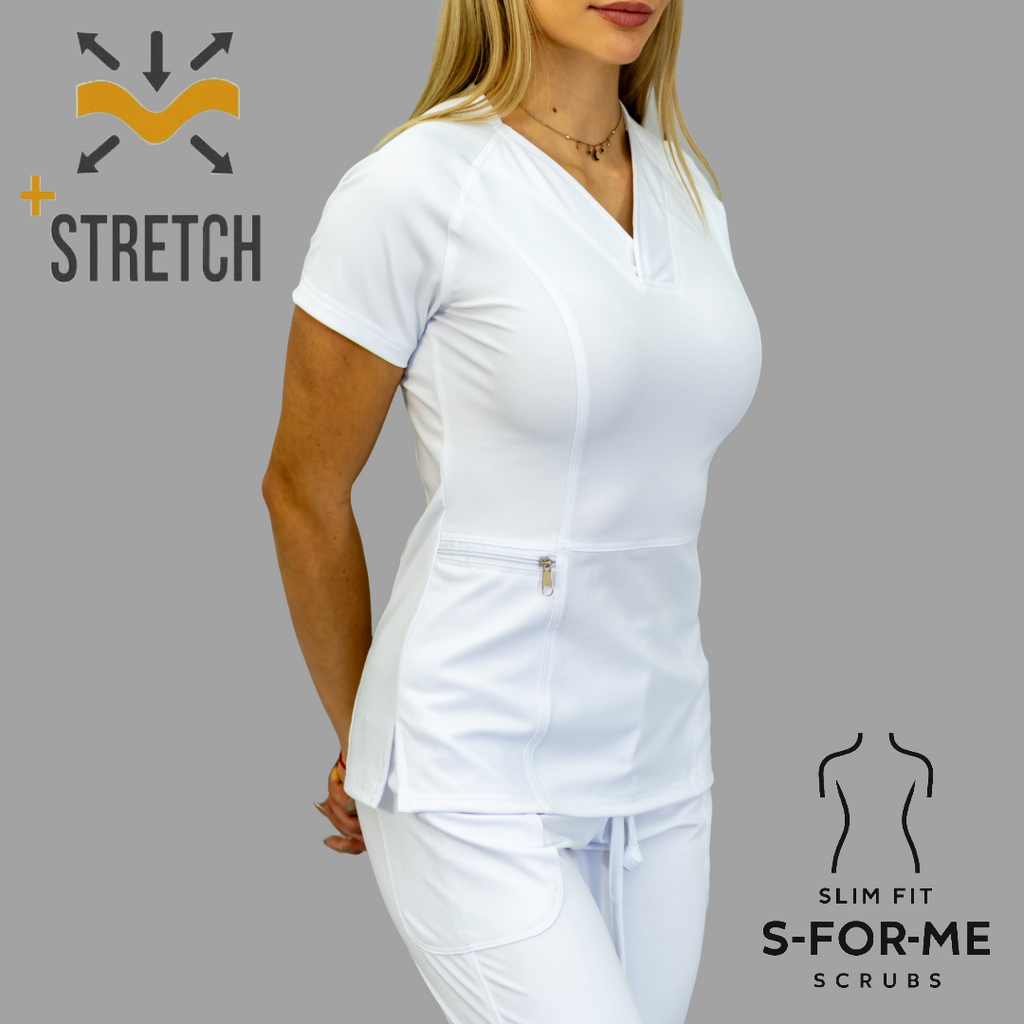 Filipina Quirurgica Mujer Slim Fit Blanca Super Stretch, Scrubs 902