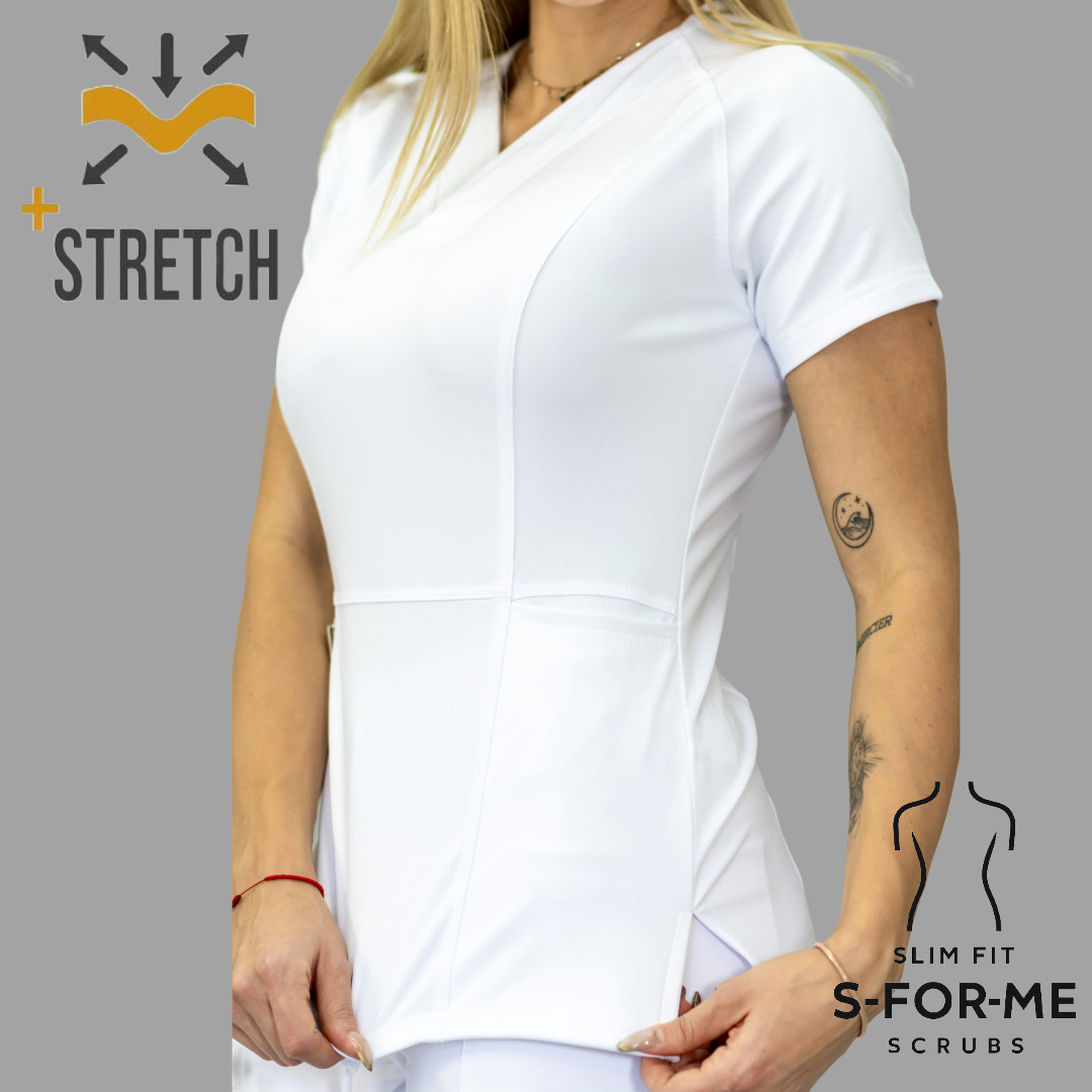 Filipina Quirurgica Mujer Slim Fit Blanca Super Stretch, Scrubs 902