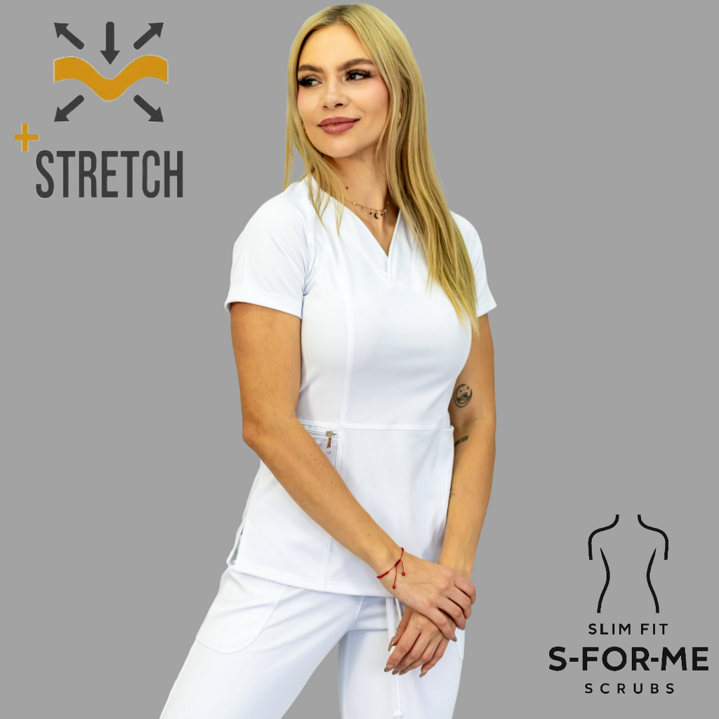 Filipina Quirurgica Mujer Slim Fit Blanca Super Stretch, Scrubs 902