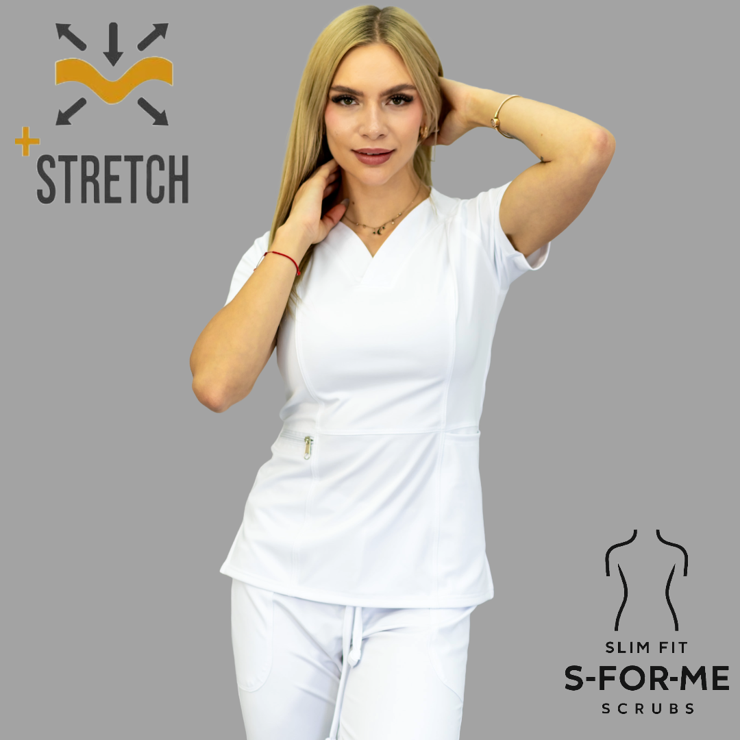 Filipina Quirurgica Mujer Slim Fit Blanca Super Stretch, Scrubs 902