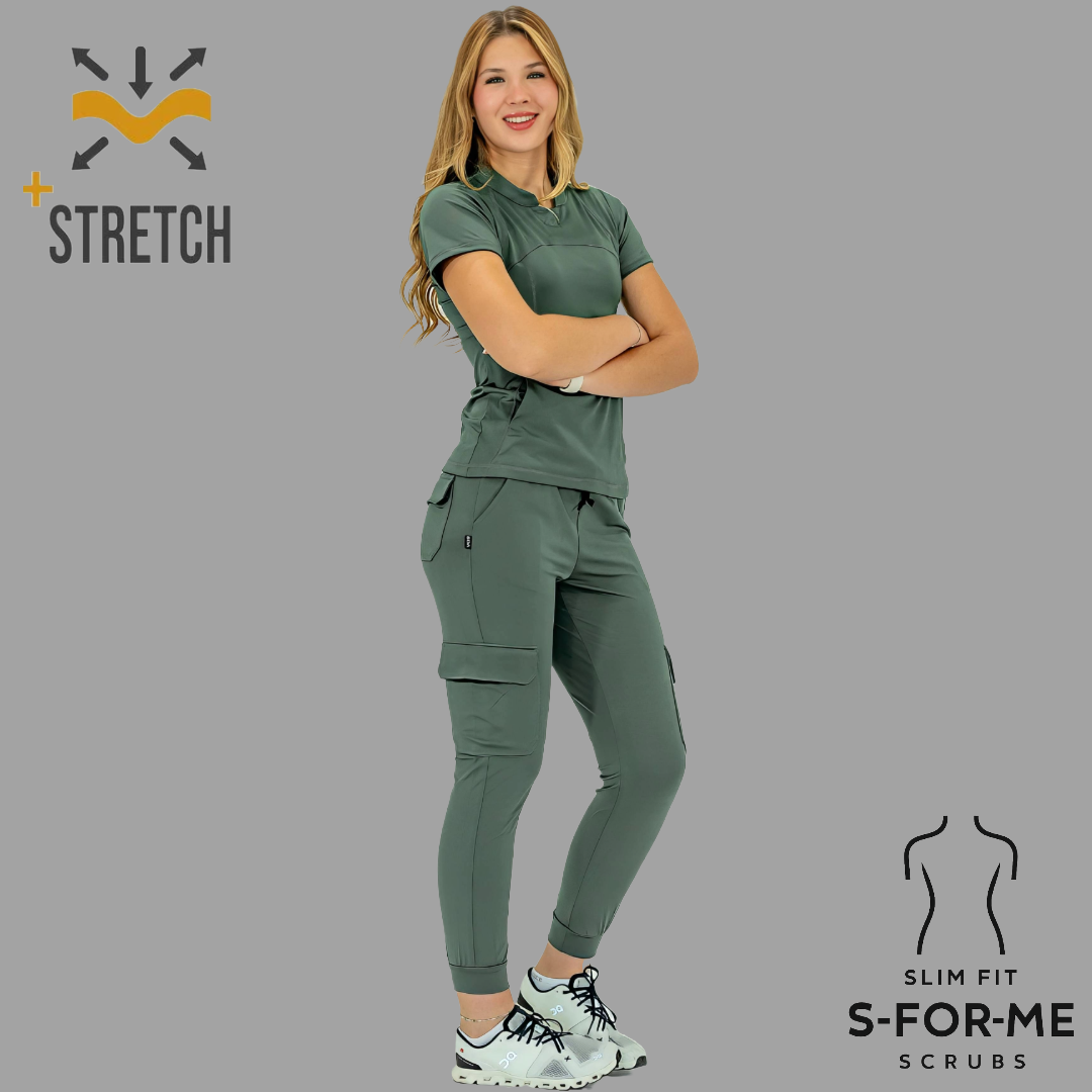 Conjunto Quirúrgico Verde Pino para Mujer – Estilo 910 | Super Stretch Slim Fit