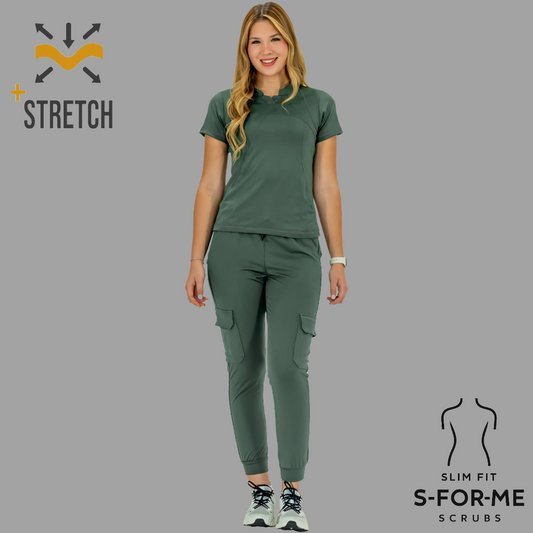 Conjunto Quirúrgico Verde Pino para Mujer – Estilo 910 | Super Stretch Slim Fit