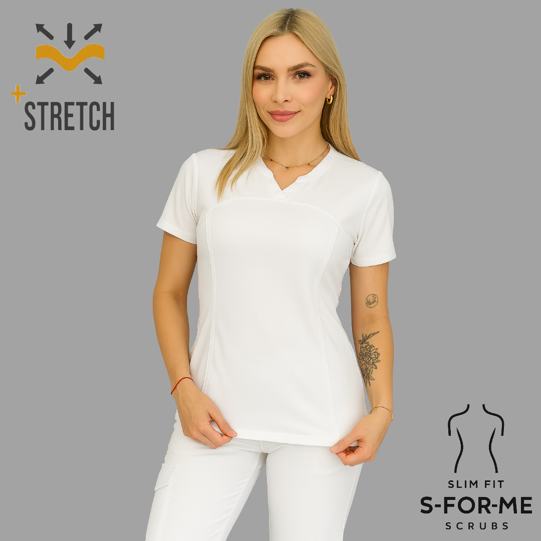 Conjunto Quirúrgico Blanco para Mujer – Estilo 910 | Super Stretch Slim Fit
