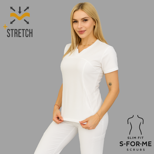 Conjunto Quirúrgico Blanco para Mujer – Estilo 910 | Super Stretch Slim Fit