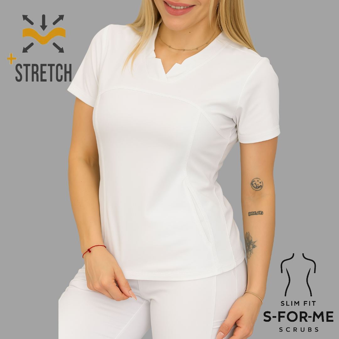 Conjunto Quirúrgico Blanco para Mujer – Estilo 910 | Super Stretch Slim Fit