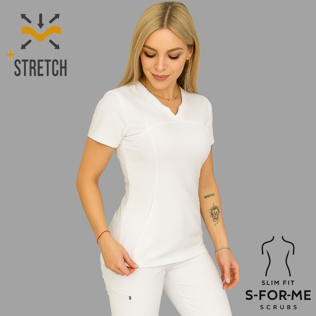 Conjunto Quirúrgico Blanco para Mujer – Estilo 910 | Super Stretch Slim Fit