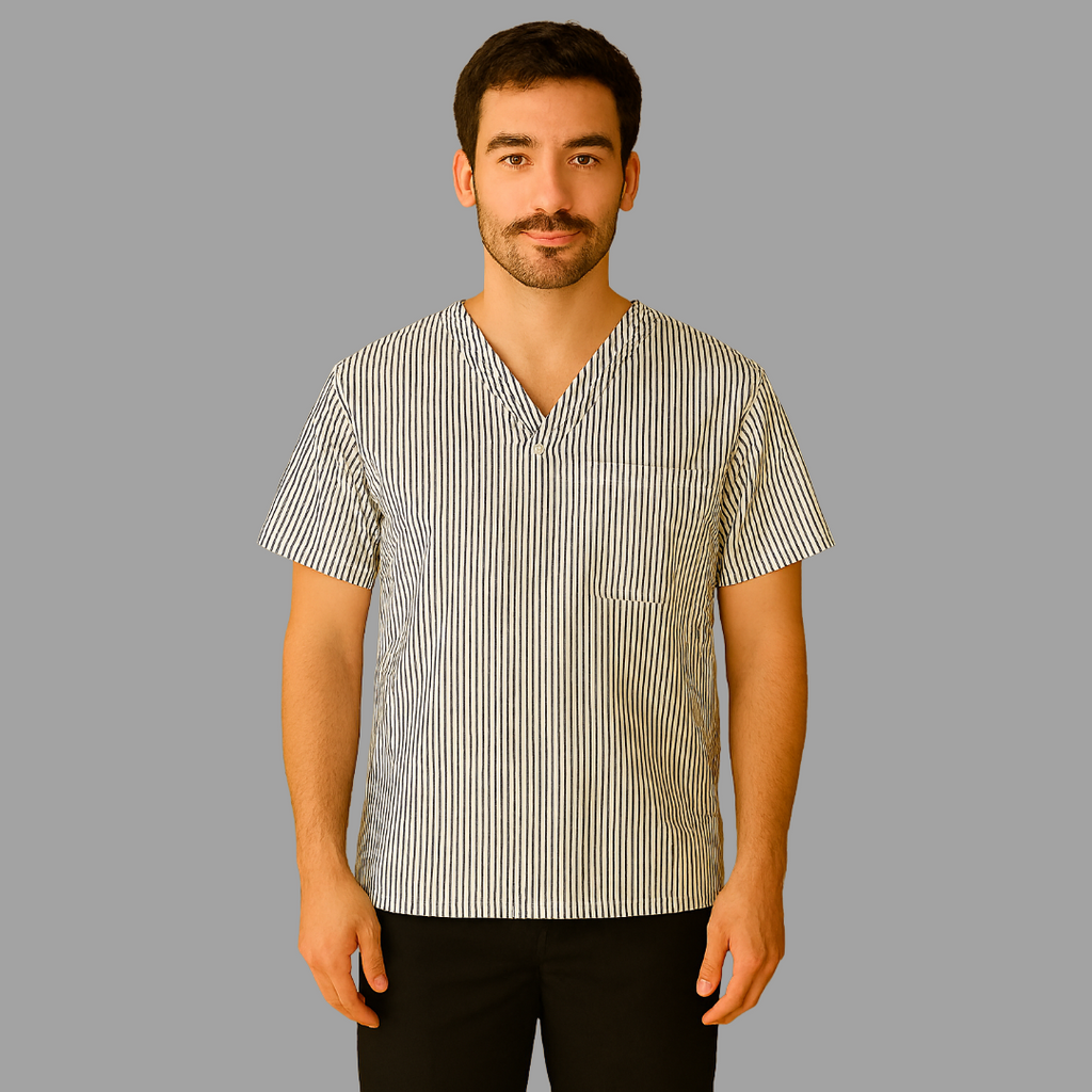 Filipina Lineas Blancas /Gris cuello V. Hombre