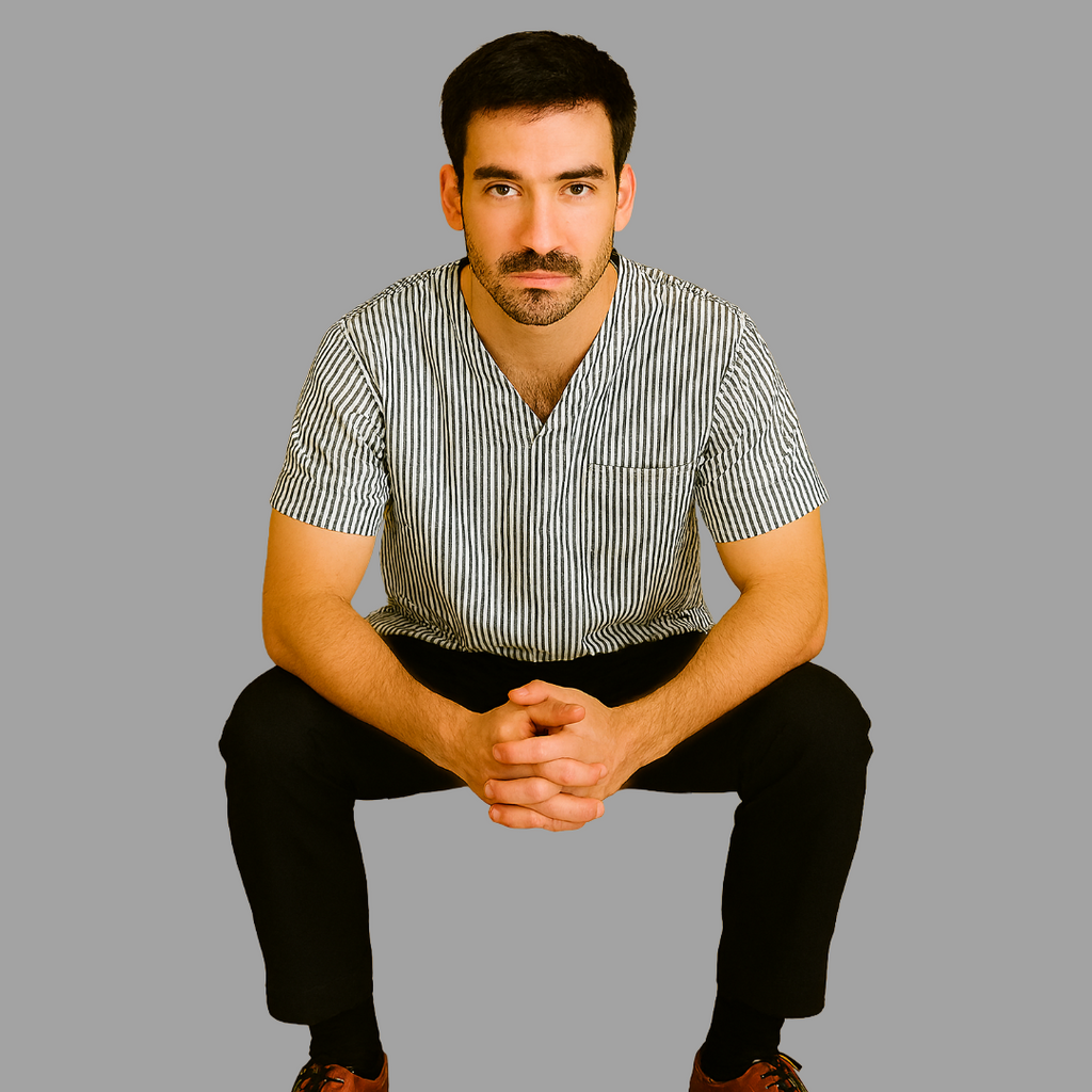 Filipina Lineas Blancas /Gris cuello V. Hombre