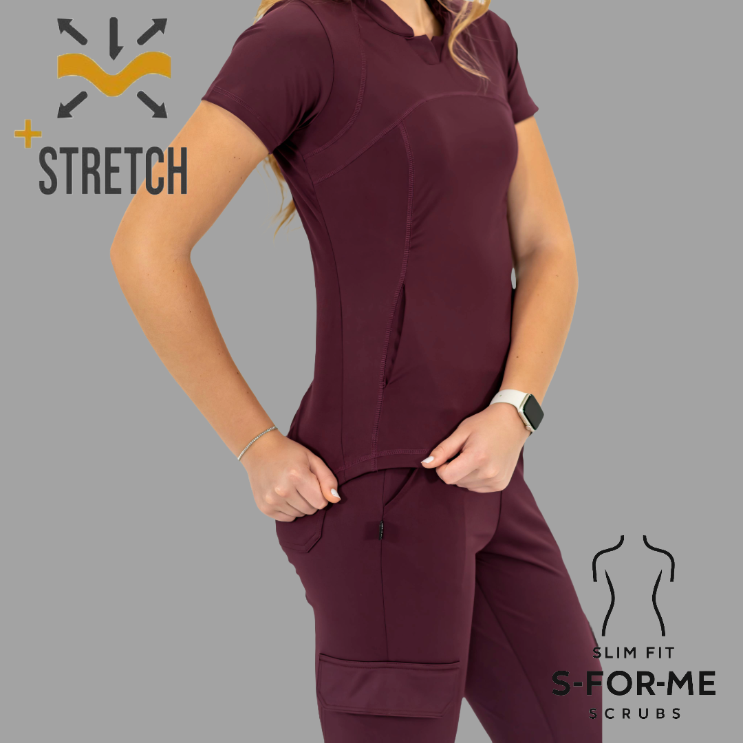 Conjunto Quirúrgico Color Vino para Mujer – Estilo 910 | Super Stretch Slim Fit