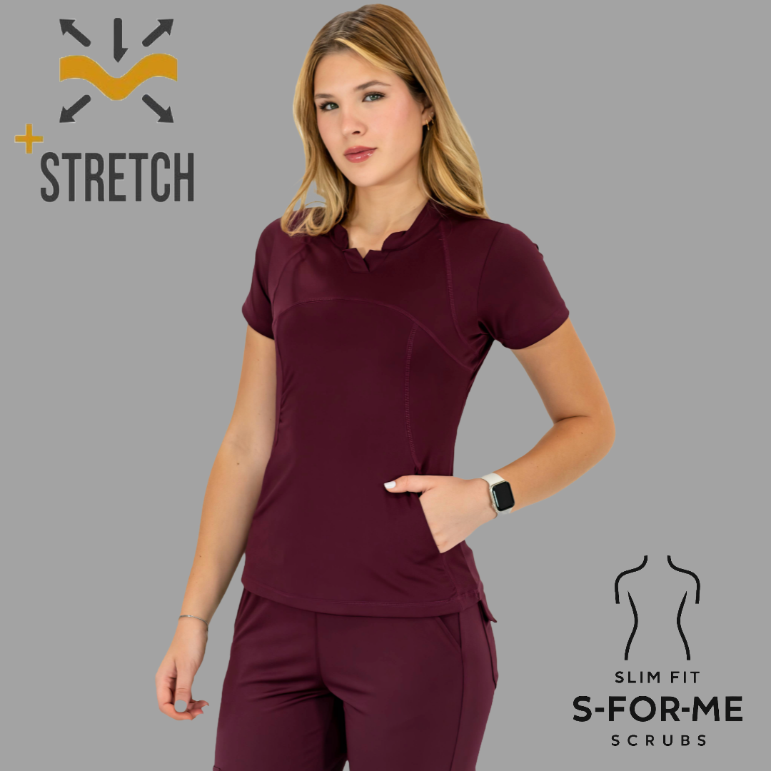 Conjunto Quirúrgico Color Vino para Mujer – Estilo 910 | Super Stretch Slim Fit