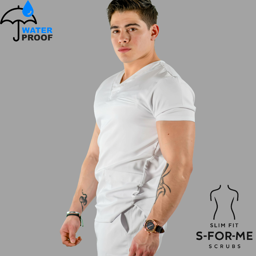 Filipina 501 Hombre Antifluido Stretch Blanca Cuello V
