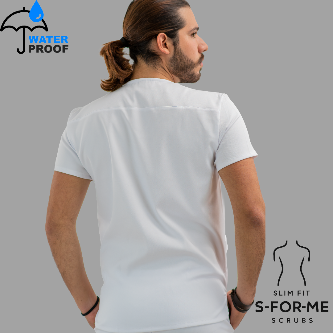 Filipina 501 Hombre Antifluido Stretch Blanca Cuello V