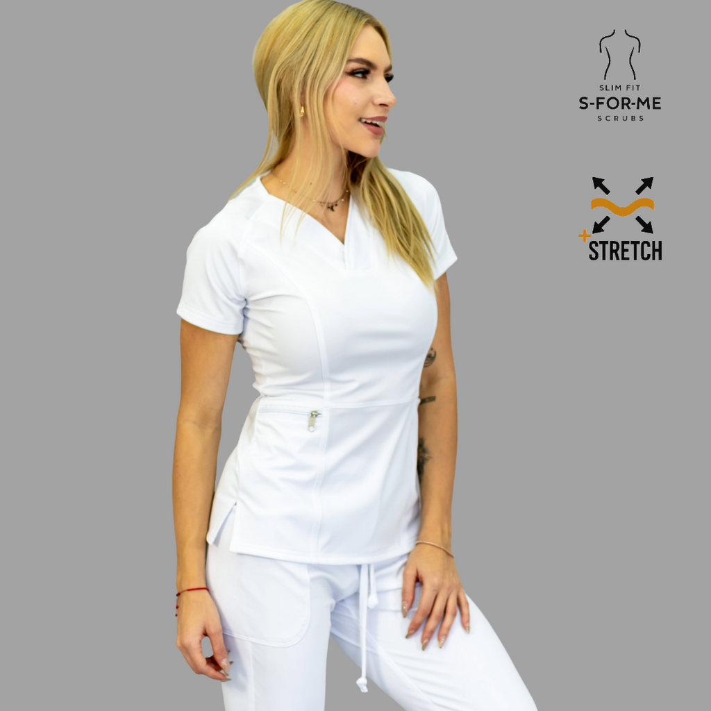 Filipina Quirurgica Mujer Slim Fit Blanca Super Stretch, Scrubs 902