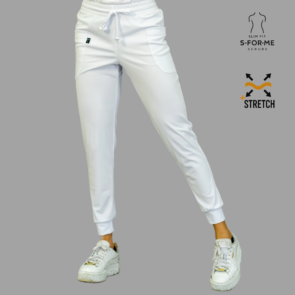 Jogger Quirurgico Mujer Slim Fit Blanco Super Stretch, Scrubs 902