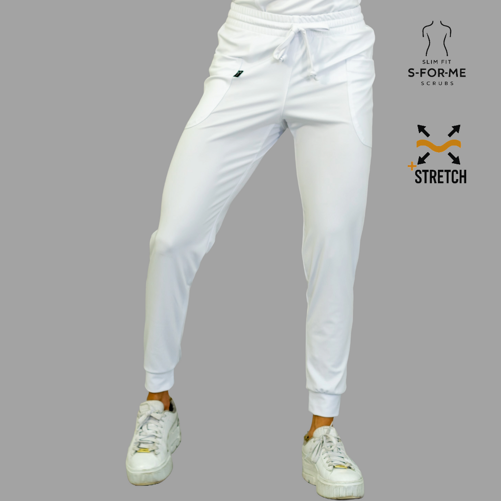 Jogger Quirurgico Mujer Slim Fit Blanco Super Stretch, Scrubs 902