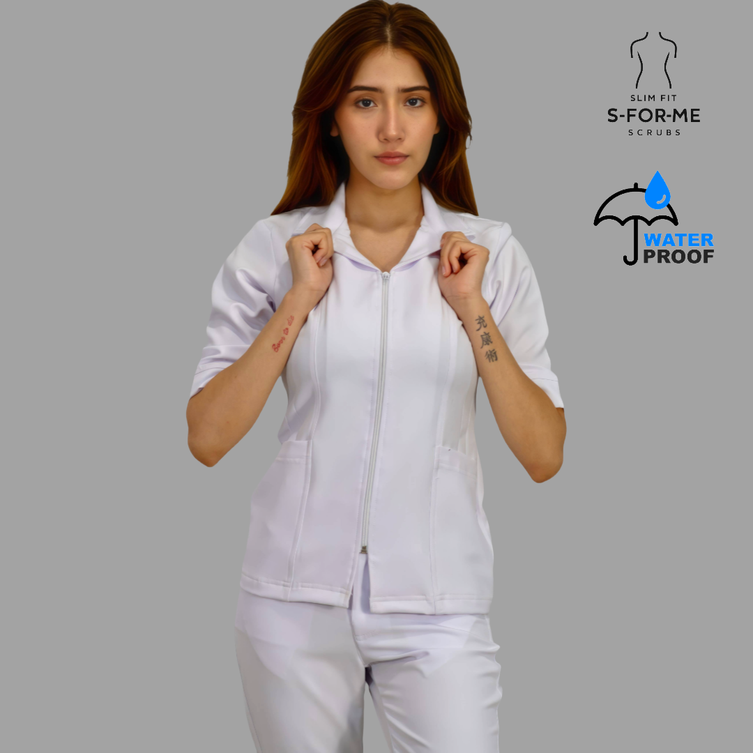 Filipina Alviero Stretch Extra Blanca Cuello Sport Manga 3/4  Dama, Antifluido