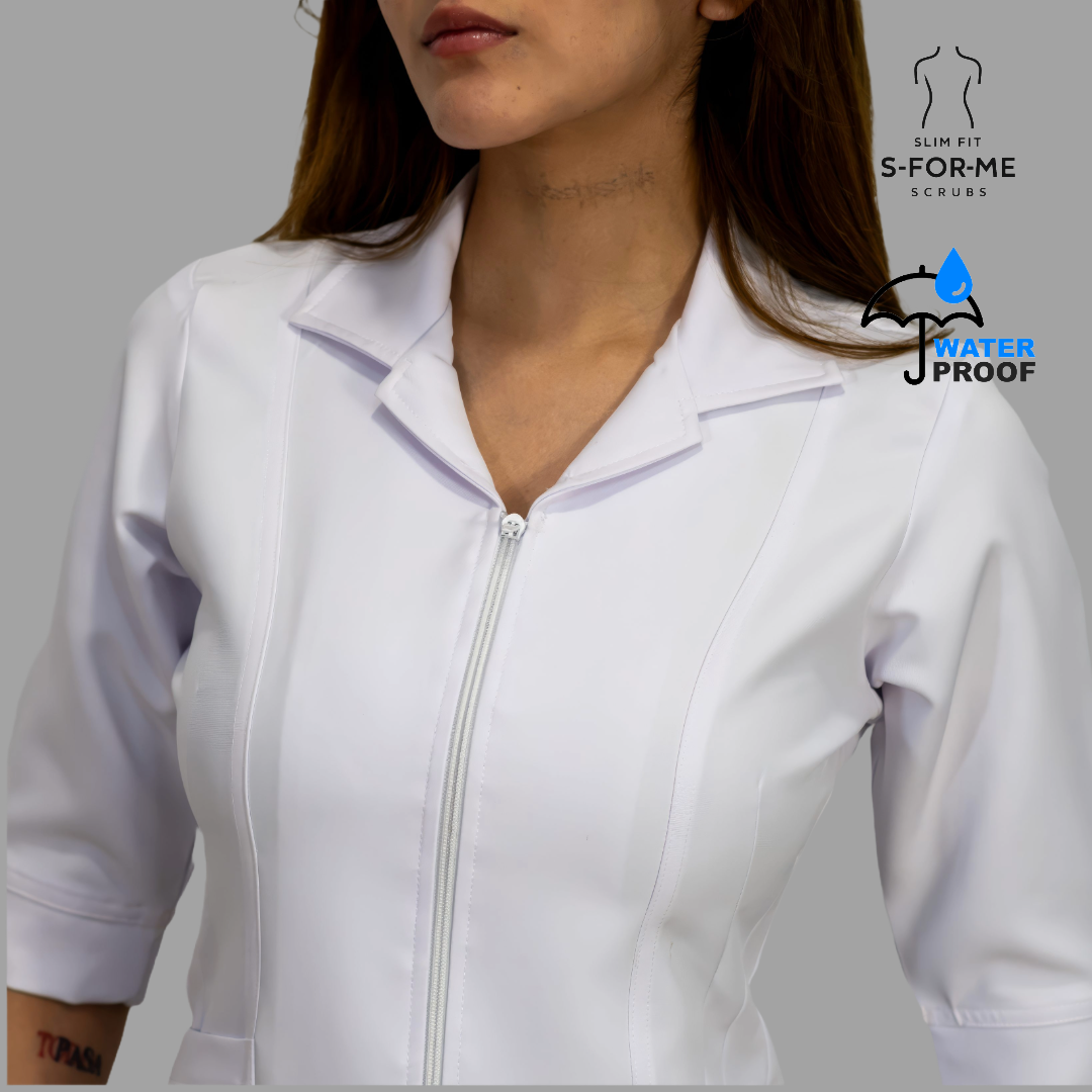 Filipina Alviero Stretch Extra Blanca Cuello Sport Manga 3/4  Dama, Antifluido