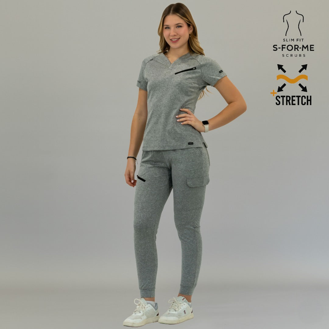 Filipina Quirúrgica Mujer Super Stretch Gris Jaspeado, Scrubs 905