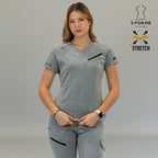 Filipina Quirúrgica Mujer Super Stretch Gris Jaspeado, Scrubs 905