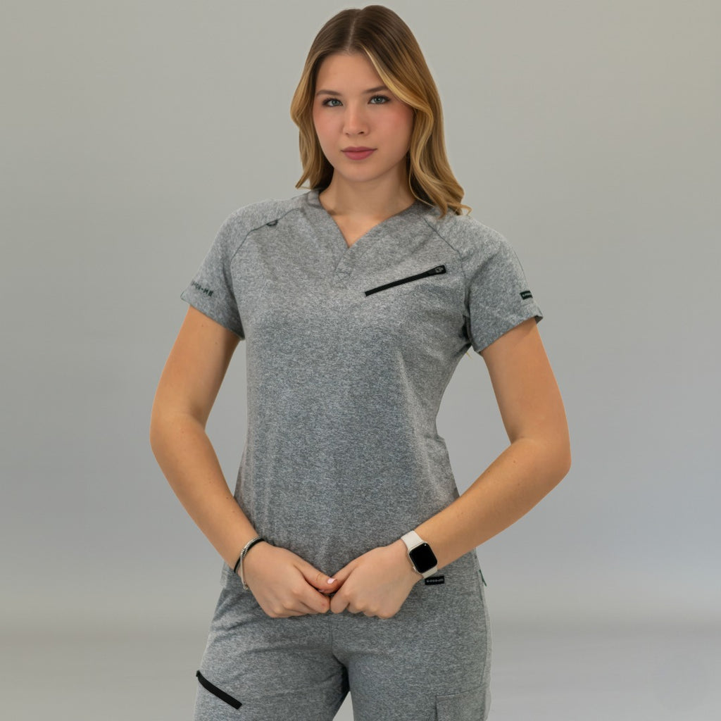Filipina Quirúrgica Mujer Super Stretch Gris Jaspeado, Scrubs 905