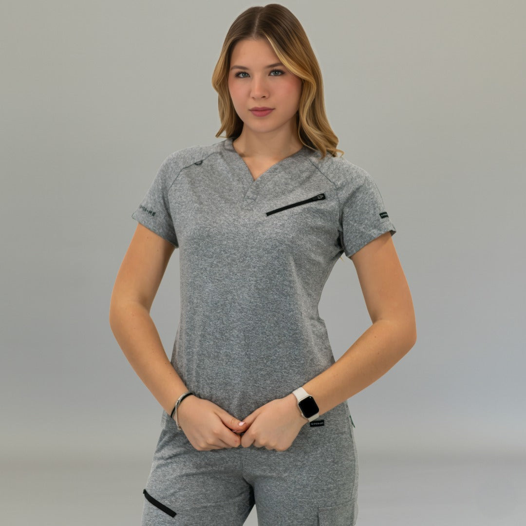 Filipina Quirúrgica Mujer Super Stretch Gris Jaspeado, Scrubs 905