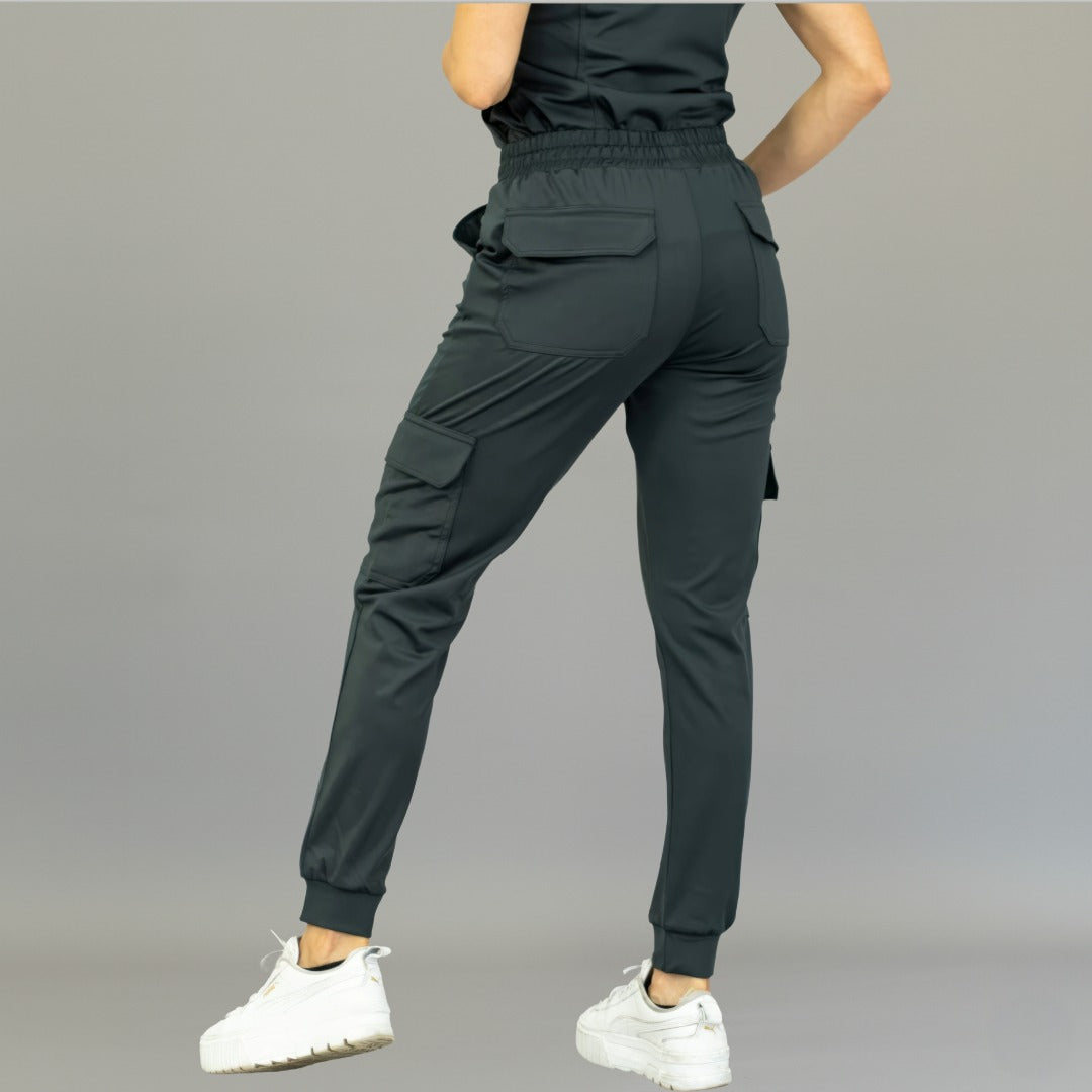 Pantalón jogger quirúrgico gris oxford para mujer Estilo 910 Super Stretch vista principal
