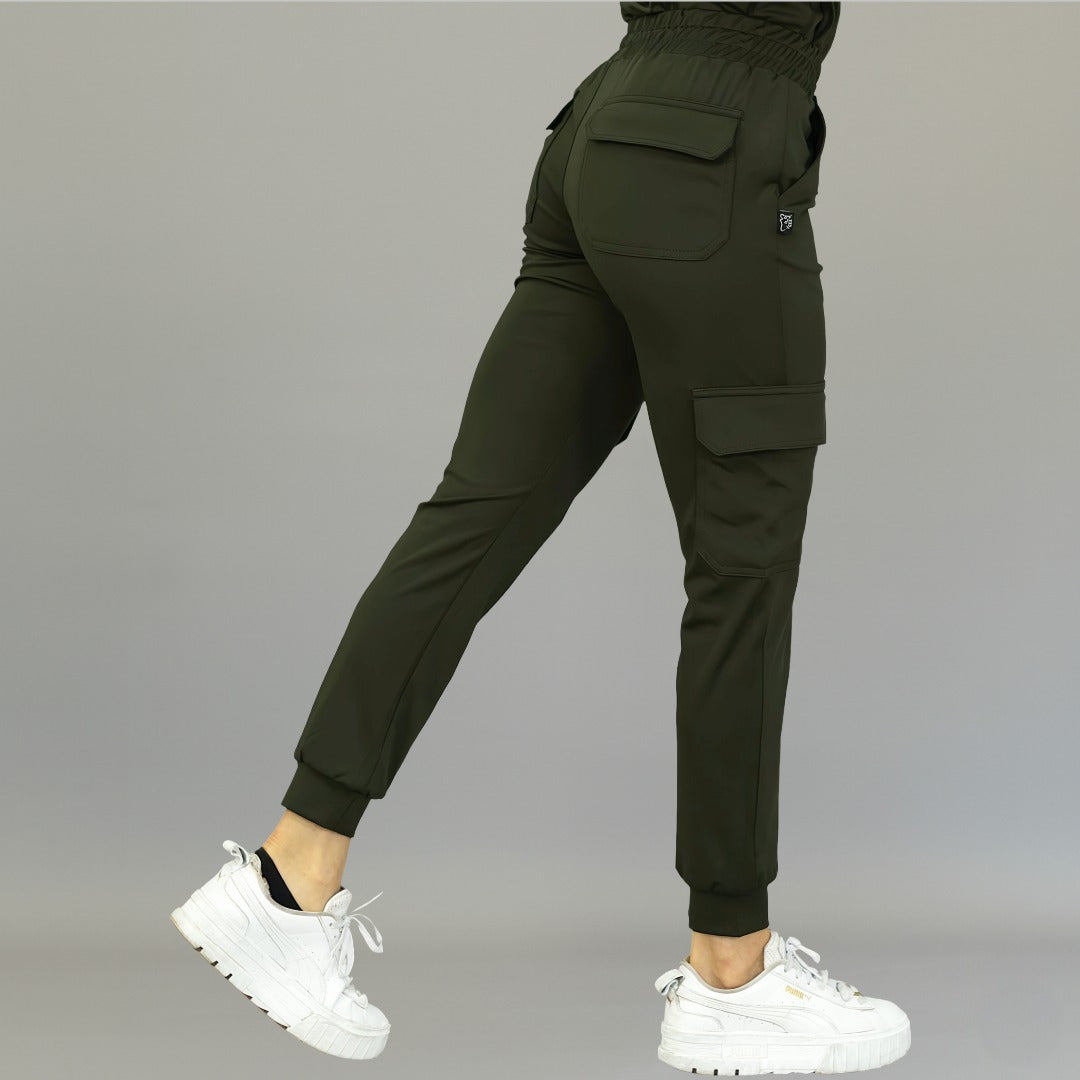 Jogger Est. 910 Quirúrgico, Verde Olivo Mujer Super Stretch, Scrubs 910