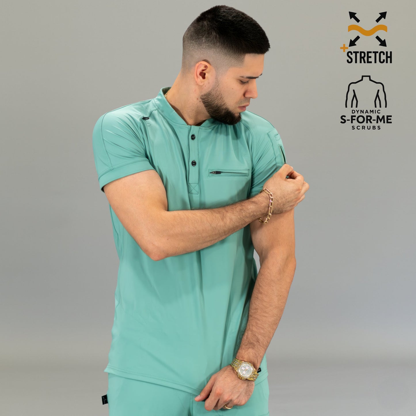 Uniforme quirúrgico hombre verde menta filipina 901 detalle lateral