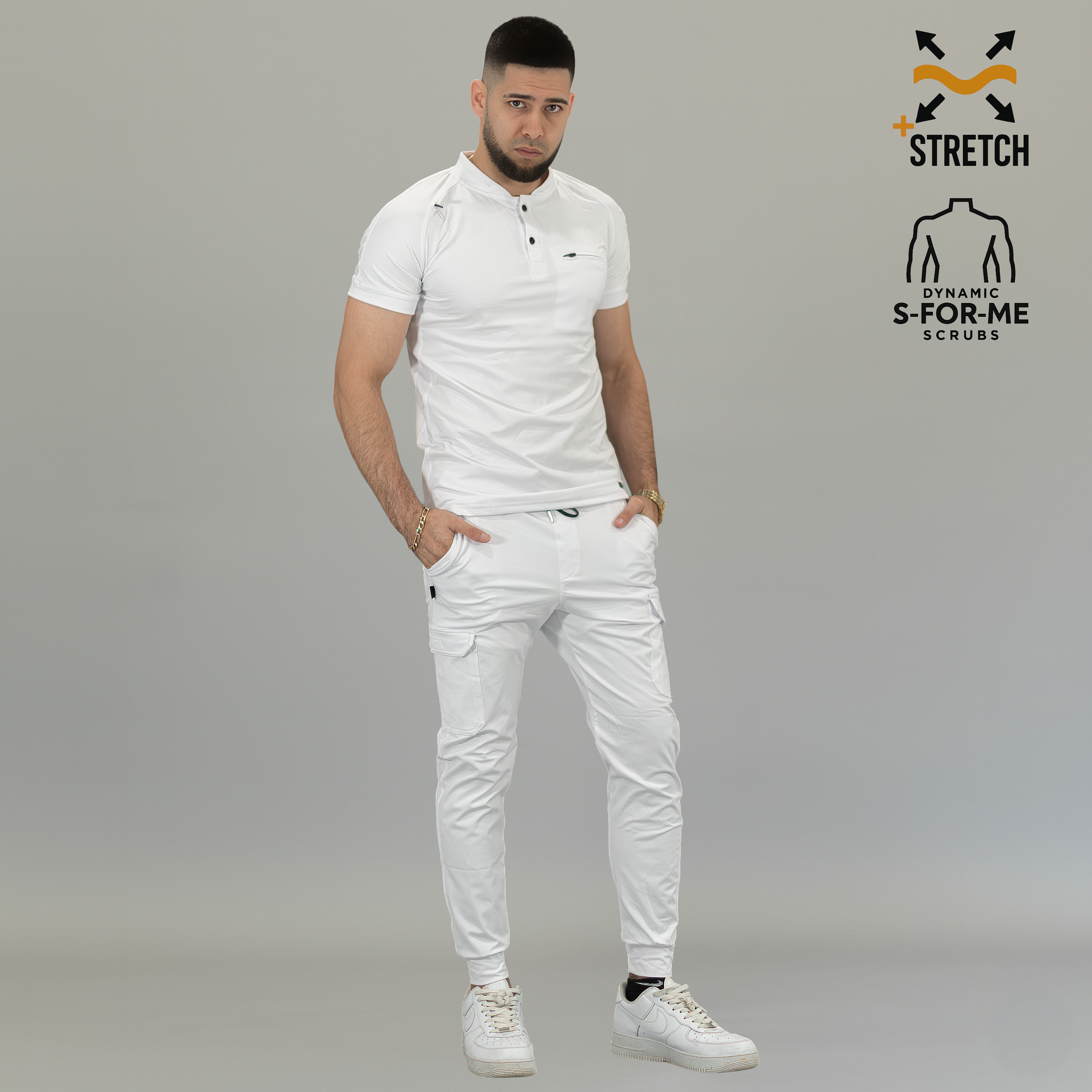 Conjunto Quirúrgico Hombre · Modelo 901 Super Stretch · Blanco
